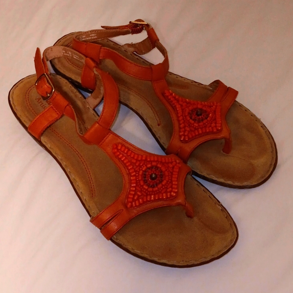 BEADED ORANGE SANDALS